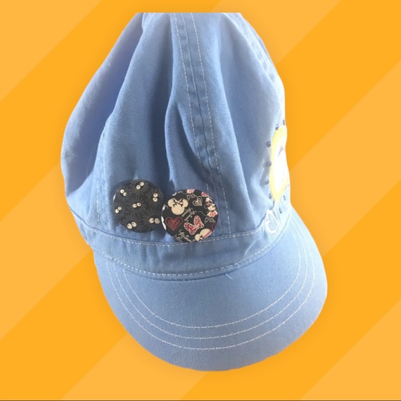 Blue Basketball Hat with Yellow Heart Embroidery and a Mini Mouse Pin Size 7-8 - Picture 3 of 8